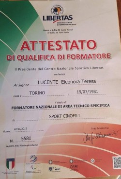 FORMATORE NAZIONALE TECNICO SPECIFICO SPORT CINOFILI S.NAq.